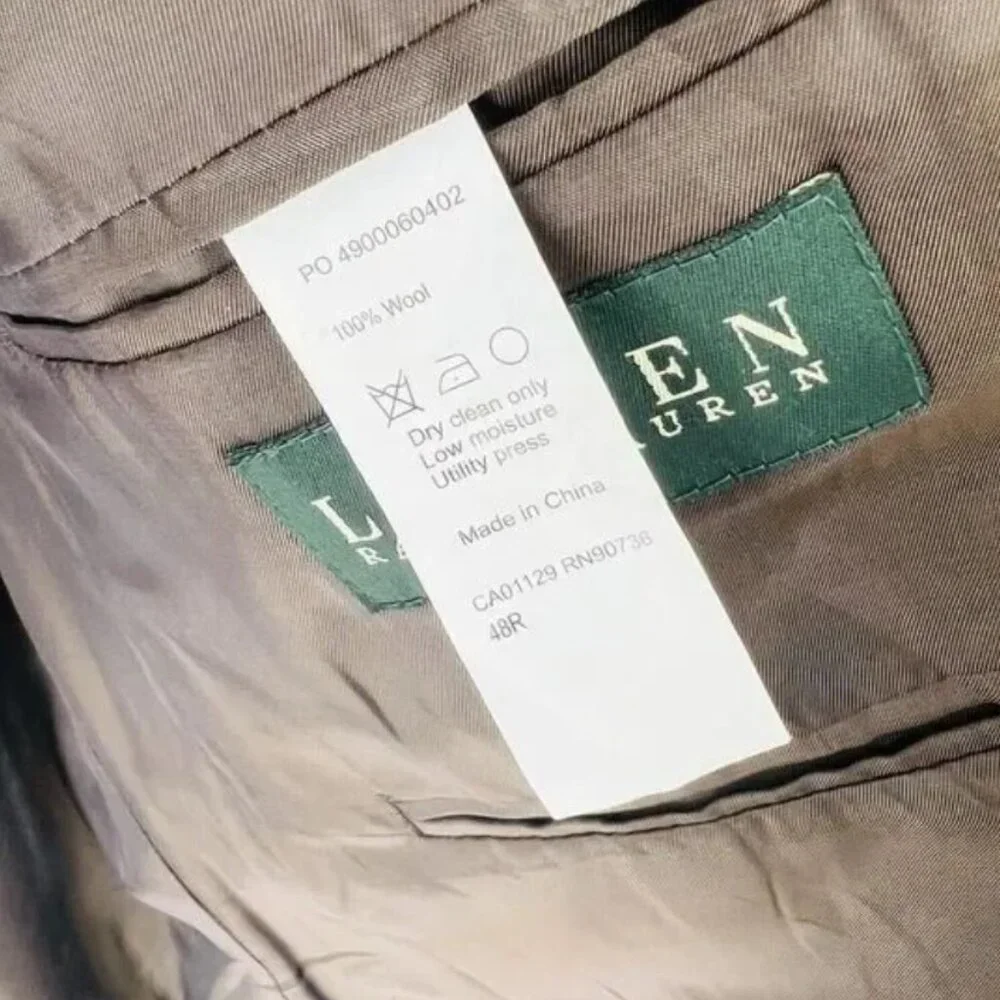 Lauren Ralph Lauren Mens Business Blazer Brown Plaid 48R - Picture 5 of 8